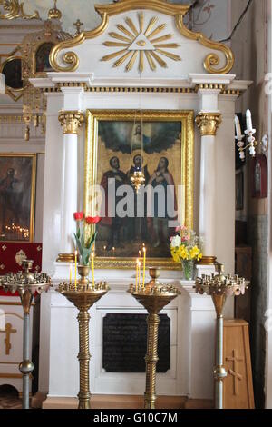 alten heiligen Ikone Segen Christi unter Aposteln in der orthodoxen Kirche Saint Marie Egypt, 1. Mai 2016, Vileyka, Weißrussland Stockfoto