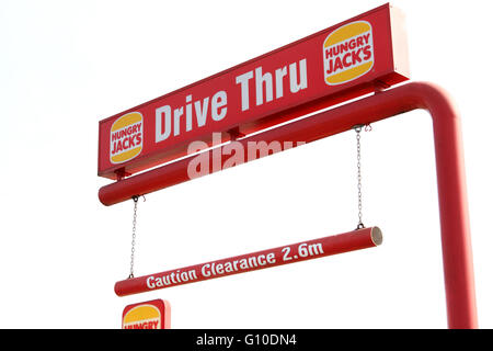 Hungrigen Jacks Burger King Australian schnell Nahrungskette Essen Fahrt durch Stockfoto
