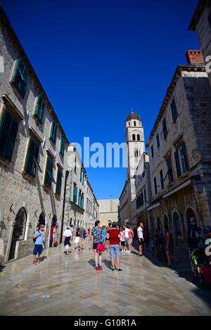 Hauptstraße Placa Stradun in Dubrovnik, Kroatien Stockfoto