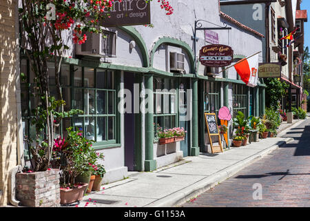 Aviles Str., die älteste Straße in den USA, befindet sich im Abschnitt "Old Town" von St. Augustine, Florida. Stockfoto