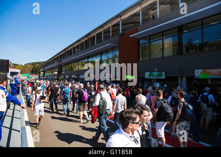 Rennstrecke Spa-Francorchamps (Belgien). 7. Mai 2016. Langstrecken-Weltmeisterschaft sechs Stunden von Spa-Francorchamps. Fans strömen in die Grube-Rundgang. Bildnachweis: Aktion Plus Sport/Alamy Live-Nachrichten Stockfoto