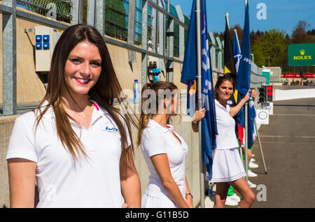 Rennstrecke Spa-Francorchamps (Belgien). 7. Mai 2016. Langstrecken-Weltmeisterschaft sechs Stunden von Spa-Francorchamps. Grid Girls. Bildnachweis: Aktion Plus Sport/Alamy Live-Nachrichten Stockfoto