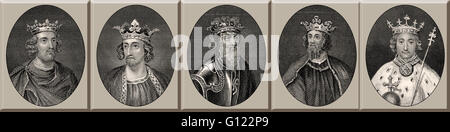 Könige von England, Heinrich III., Eduard i., Edward II, Edward III, Richard II, 13. und 14. Jahrhundert, Haus Plantagenet Stockfoto