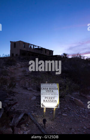 Die Perry-Villa in der Geisterstadt Terlingua, Texas. Stockfoto