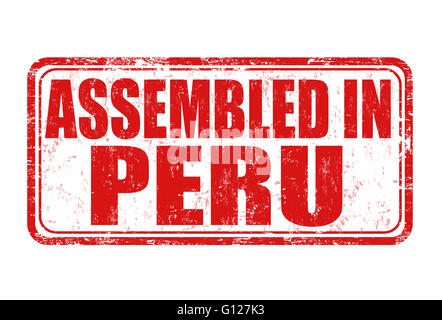 Montiert in Peru Grunge Stempel auf weißem Hintergrund, Vektor-illustration Stockfoto