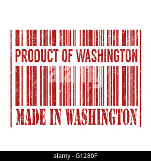 Produkt von Washington, hergestellt in Washington Barcode Grunge Stempel auf weißem Hintergrund, Vektor-illustration Stockfoto