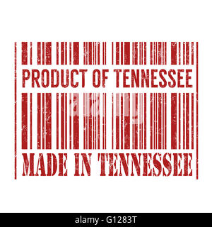 Produkt von Tennessee, hergestellt in Tennessee Barcode Grunge Stempel auf weißem Hintergrund, Vektor-illustration Stockfoto