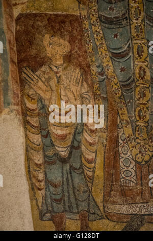 Mittelalterliche Wandmalereien in der Kirche von La Cortinada, Andorra Stockfoto