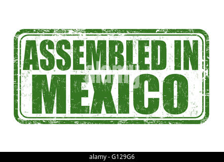 Montiert in Mexiko Grunge Stempel auf weißem Hintergrund, Vektor-illustration Stockfoto