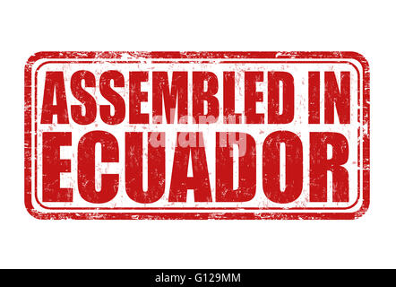 Montiert in Ecuador Grunge Stempel auf weißem Hintergrund, Vektor-illustration Stockfoto