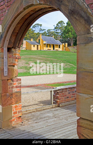 William Smith O'Brien Cottage und zerstörten Krankenhaus in Port Arthur Stockfoto