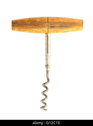 Vintage Korkenzieher isoliert auf weißem Hintergrund Stockfoto