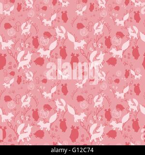 Tiermuster mit wilden Tieren. Tiere Fuchs, Igel, Eule in einem Vektor-Illustration. Geeignet für Drucke, Scrapbooking, fab Stock Vektor