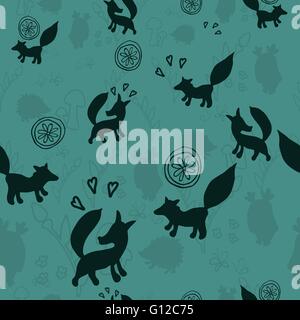 Tiermuster mit wilden Tieren. Tiere Fuchs, Igel, Eule in einem Vektor-Illustration. Geeignet für Drucke, Scrapbooking, fab Stock Vektor