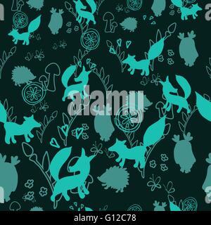 Tiermuster mit wilden Tieren. Tiere Fuchs, Igel, Eule in einem Vektor-Illustration. Geeignet für Drucke, Scrapbooking, fab Stock Vektor