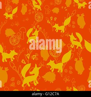 Tiermuster mit wilden Tieren. Tiere Fuchs, Igel, Eule in einem Vektor-Illustration. Geeignet für Drucke, Scrapbooking, fab Stock Vektor