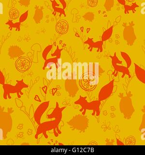 Tiermuster mit wilden Tieren. Tiere Fuchs, Igel, Eule in einem Vektor-Illustration. Geeignet für Drucke, Scrapbooking, fab Stock Vektor