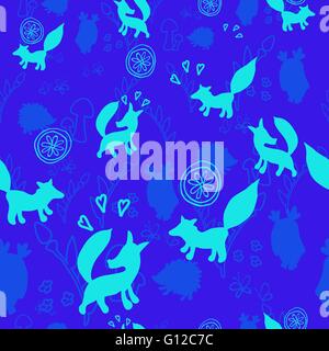 Tiermuster mit wilden Tieren. Tiere Fuchs, Igel, Eule in einem Vektor-Illustration. Geeignet für Drucke, Scrapbooking, fab Stock Vektor