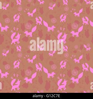 Tiermuster mit wilden Tieren. Tiere Fuchs, Igel, Eule in einem Vektor-Illustration. Geeignet für Drucke, Scrapbooking, fab Stock Vektor