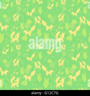 Tiermuster mit wilden Tieren. Tiere Fuchs, Igel, Eule in einem Vektor-Illustration. Geeignet für Drucke, Scrapbooking, fab Stock Vektor