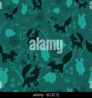 Tiermuster mit wilden Tieren. Tiere Fuchs, Igel, Eule in einem Vektor-Illustration. Geeignet für Drucke, Scrapbooking, fab Stock Vektor