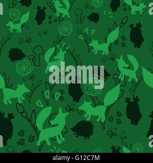 Tiermuster mit wilden Tieren. Tiere Fuchs, Igel, Eule in einem Vektor-Illustration. Geeignet für Drucke, Scrapbooking, fab Stock Vektor