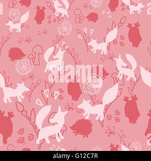 Tiermuster mit wilden Tieren. Tiere Fuchs, Igel, Eule in einem Vektor-Illustration. Geeignet für Drucke, Scrapbooking, fab Stock Vektor