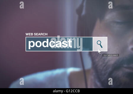 Podcast - Websuche bar Glossarbegriff Definition im Internet Glossar. Stockfoto