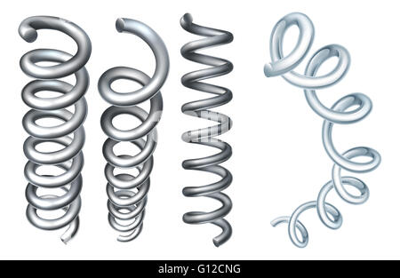 Eine Reihe von Metall Stahlfeder Coil Design-Elemente Stockfoto