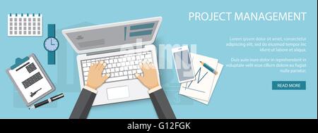 Flaches Design moderne Vector Illustration Konzept des Projektmanagements - Eps 10. Stock Vektor