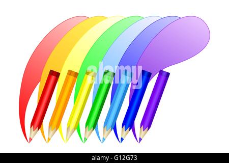 Satz Buntstifte in Regenbogenfarben. Vektor EPS10 Stock Vektor