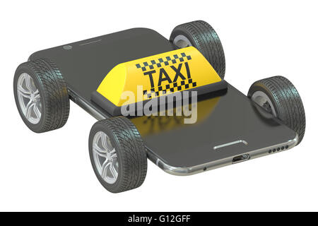 Taxi-Service-Konzept, 3D-Rendering isolierten auf weißen Hintergrund Stockfoto