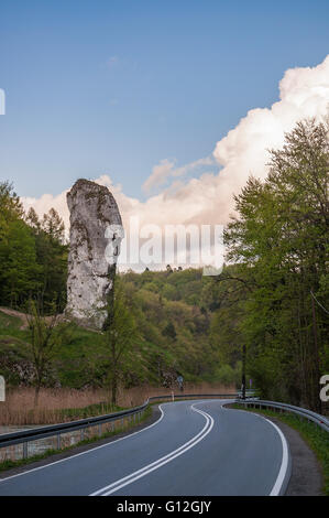 Felsen namens Hercules Club in Ojców Nationalpark, Polen Stockfoto