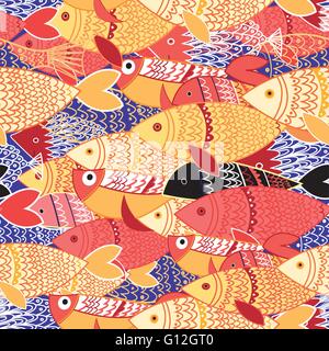 Nahtlose Muster von hellen Fisch Stock Vektor