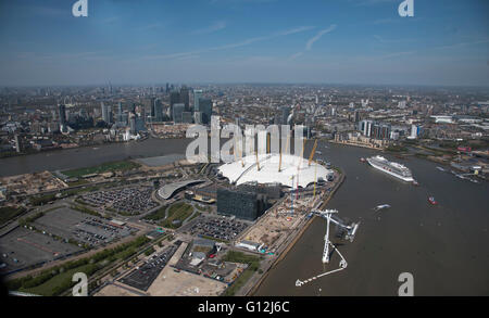 Pic zeigt Greenwich Halbinsel Canary Wharf und die Themse Stockfoto