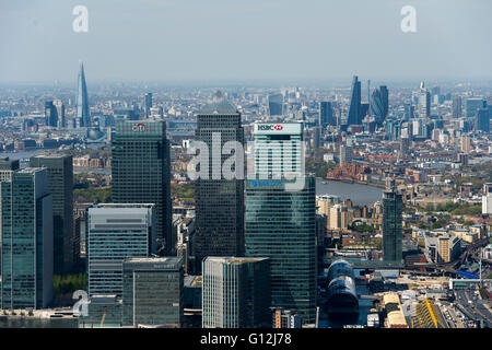 Bild zeigt, Canary Wharf und der City of London Stockfoto