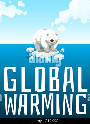 Globale Erwärmung Thema mit Eisbär illustration Stock Vektor