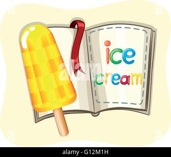 Eis am Stiel-Eis und eine Buchillustration Stock Vektor