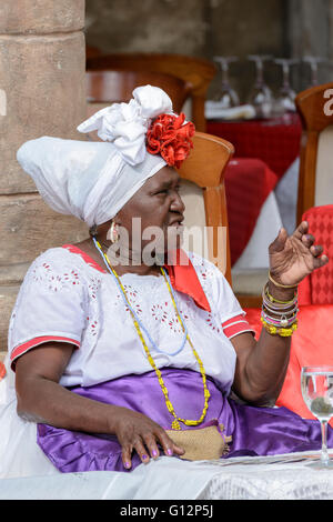 Wahrsagerin am Plaza De La Catedral, Habana Vieja, Havanna, Kuba Stockfoto