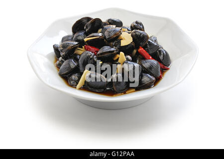 Süßwasser Muschel Ceviche, marinierte Fluss Clam, eingelegte asiatischen Muscheln, Taiwan Essen Vorspeise Stockfoto