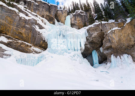 Im Winter gefroren, Panther fällt, Banff National Park, Alberta, Kanada Stockfoto