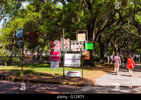 Zeichen im Emmet Park in Savannah, Georgia Stockfoto