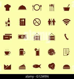 Restaurant farbige Icons auf gelbem Hintergrund, Lager Vektor Stock Vektor