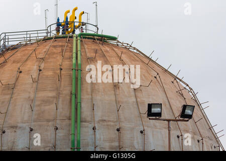 Details Gastanks der alten von Kugelform Stockfoto