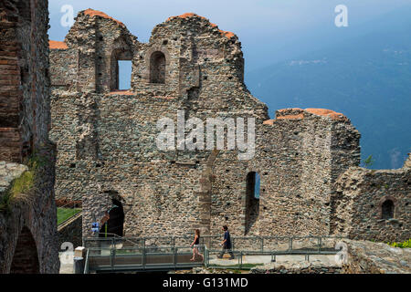 Sacra di San Michele - Saint Michael Abbey, alten religiösen Komplex auf Monte Pirchiriano in St. Ambrogio, Piemont, Italien. Stockfoto