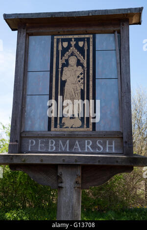 Pebmarsh Ortsschild, Essex, England. Stockfoto