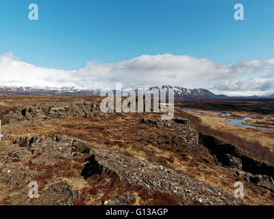 Almannagja Bruchlinie in der mid-Atlantic Ridge nordamerikanische Platte Thingvellir National Park Island Stockfoto