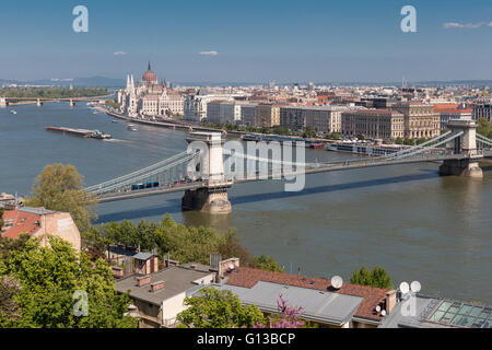 Panoramablick über die Stadt von Budapest, Ungarn Stockfoto