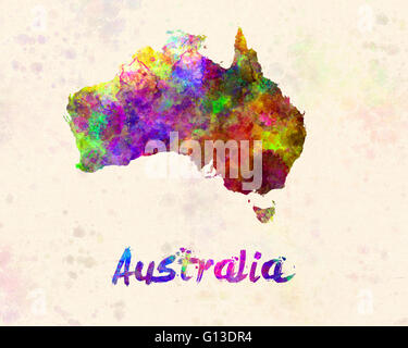 Australien in Aquarell Stockfoto