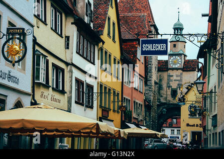 Bunte Gebäude in Rothenburg, Deutschland Stockfoto